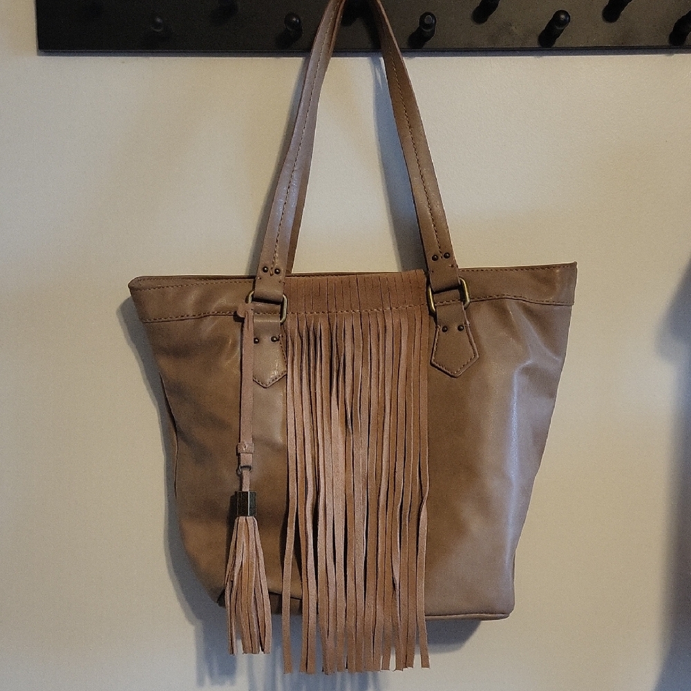 Dolce Vita Suede Fringe Tan Tote Bag
